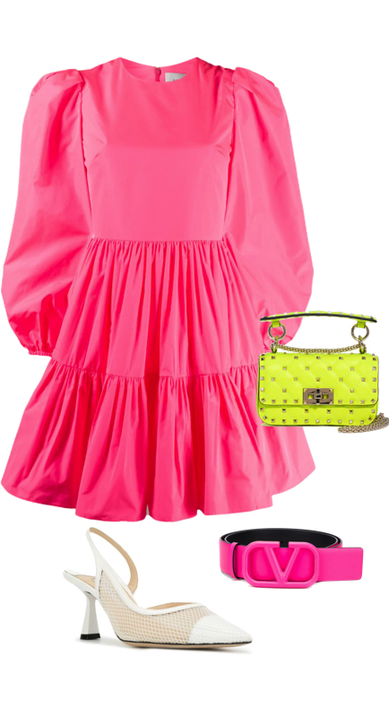 Kameron Westcott’s Pink Puff Sleeve Ruffle Dress