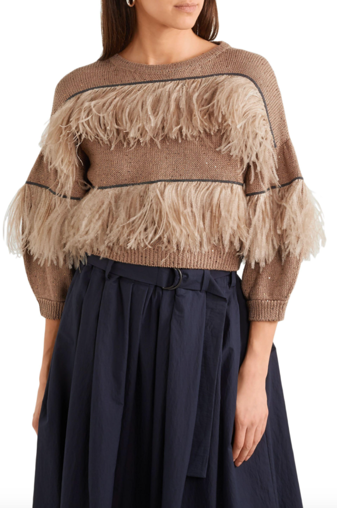 Crystal Kung Minkoff's Feather Trim Sweater