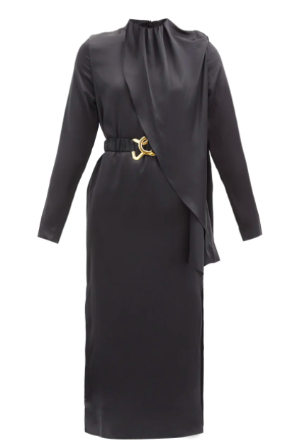 Crystal Kung Minkoff's Black Satin Dress