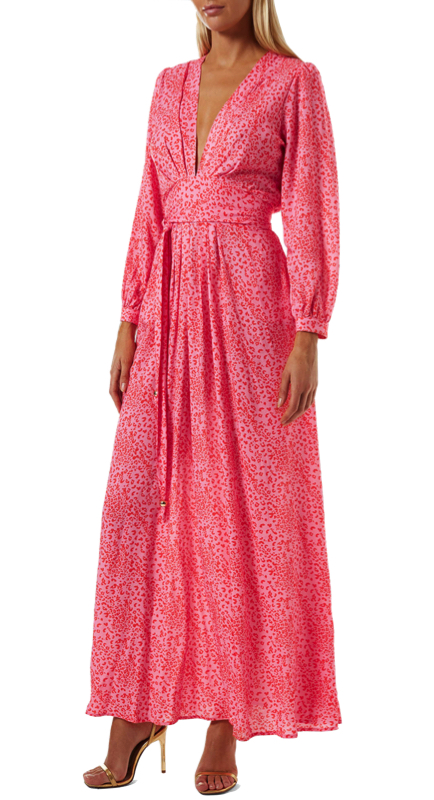Dolores Catania’s Pink Leopard Maxi Dress
