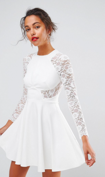 Jennifer Aydin's White Lace Sleeve Dress