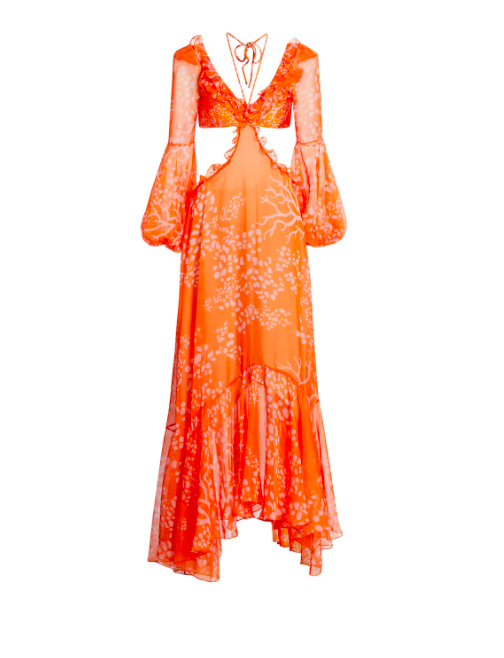 Cary Deuber's Orange Printed Cutout Dress