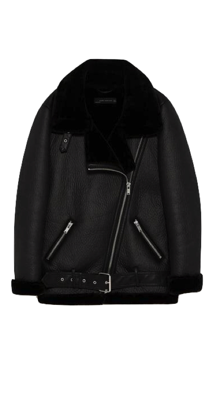 Leah McSweeney’s Black Fur Trim Leather Jacket