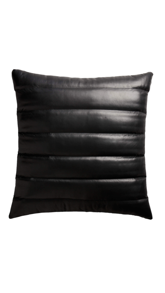 Ramona Singer's Black Leather Throw Pillow Talking to Eboni K. Williams