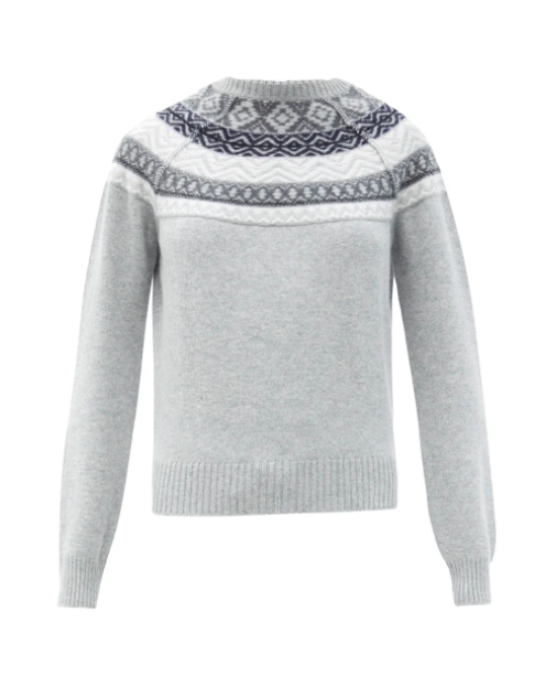 Sutton Stracke's Grey Fair Isle Sweater