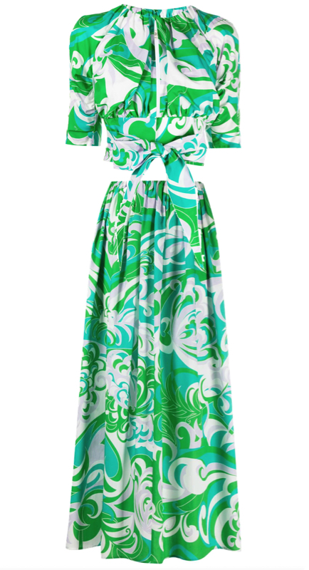 Alexia Echevarria’s Green and Blue Printed Outfit