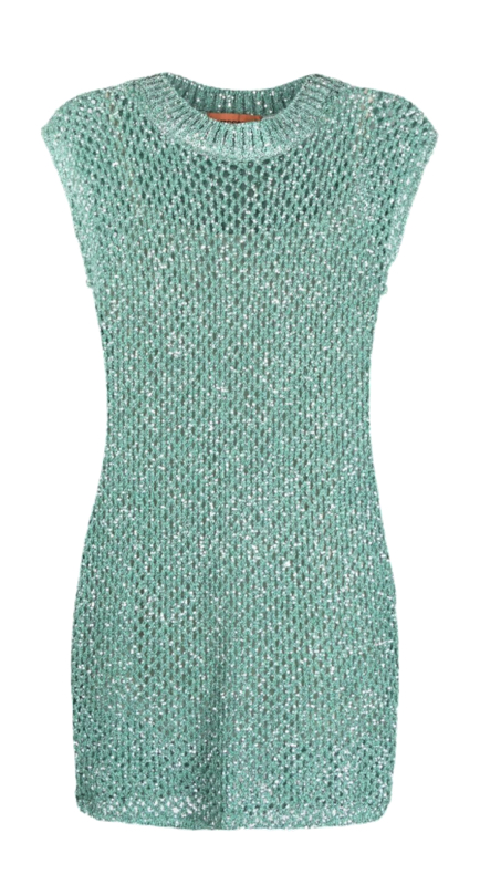 Chrishell Stause’s Blue Sequin Open Knit Dress
