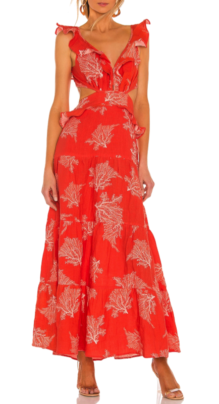 Kiki Barth’s Coral Printed Maxi Dress