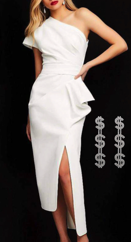 Luann de Lesseps’ White One Shoulder Confessional Dress