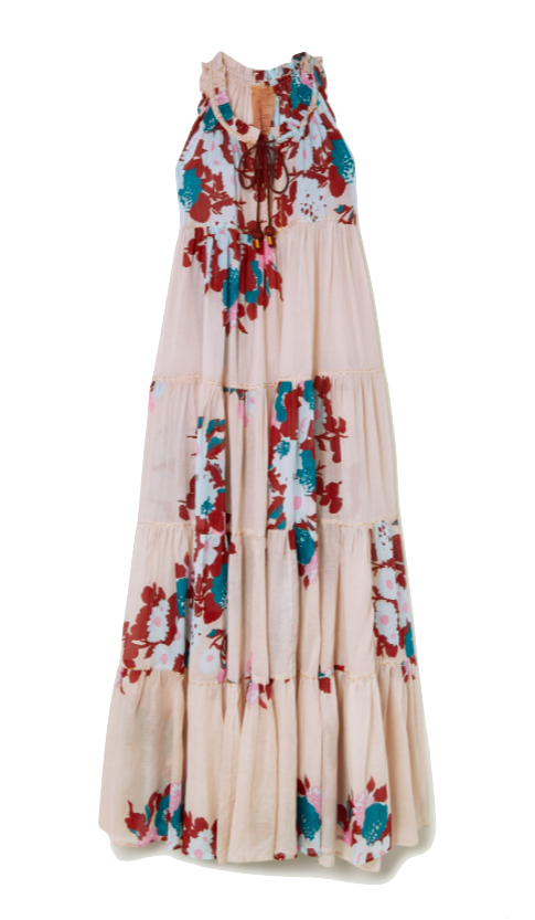 Sutton Stracke's Beige Floral Maxi Dress