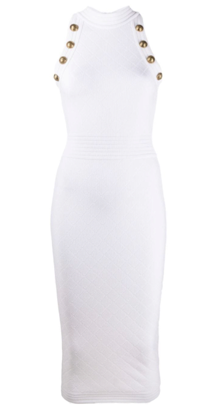 Eboni K. Williams’ White Button Detail Dress