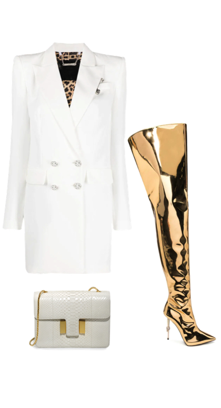 Meredith Marks’ Gold Metallic Boots