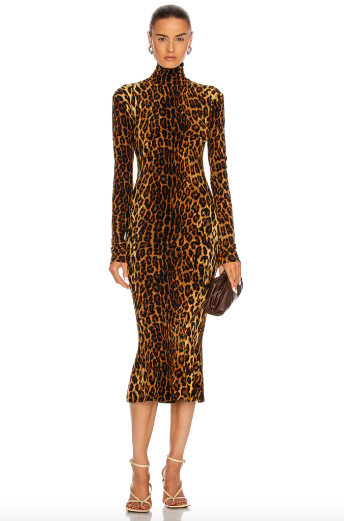 Robyn Dixon's Leopard Print Turtleneck Dress