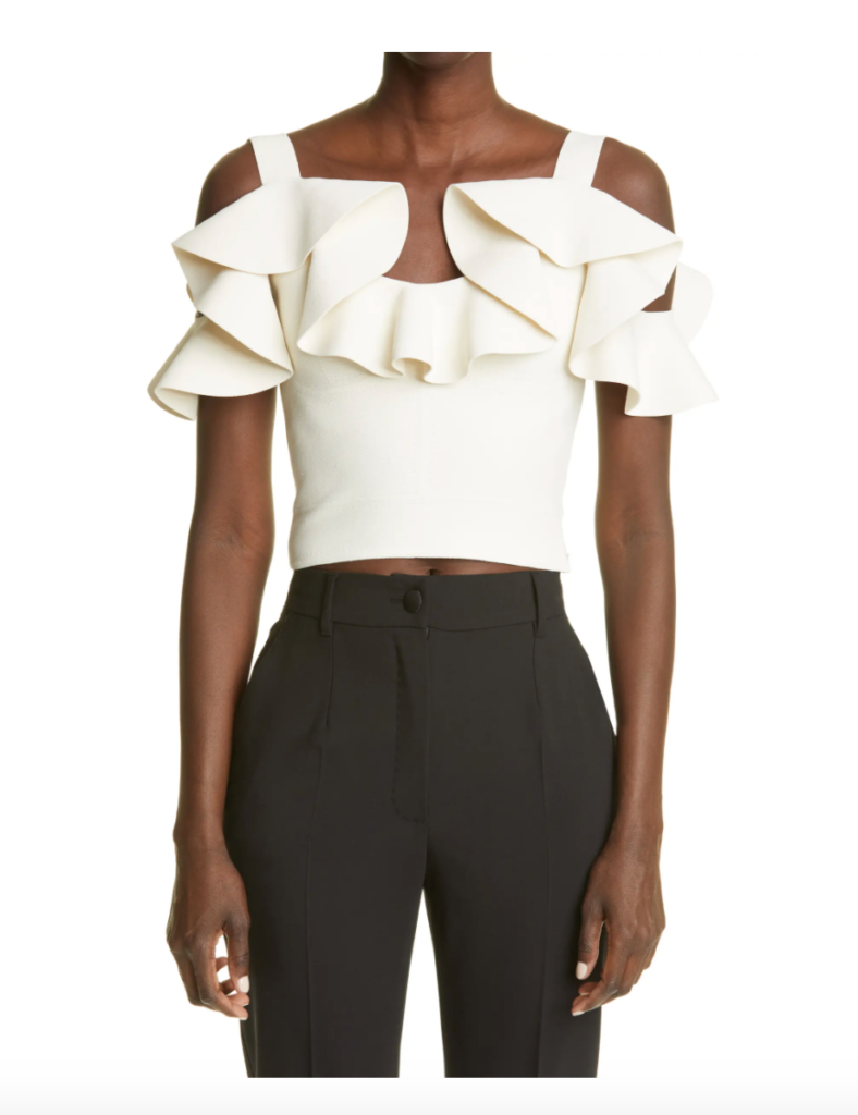 Sutton Stracke's Ivory Ruffle Top
