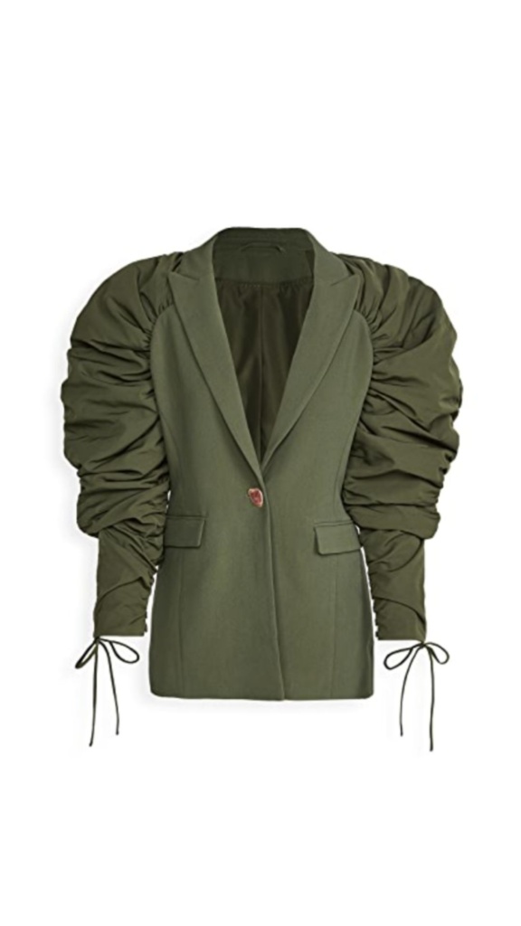 Garcelle Beauvais' Green Puff Sleeve Jacket