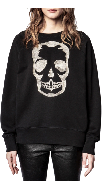 Crystal Kung Minkoff’s Black Skull Sweatshirt
