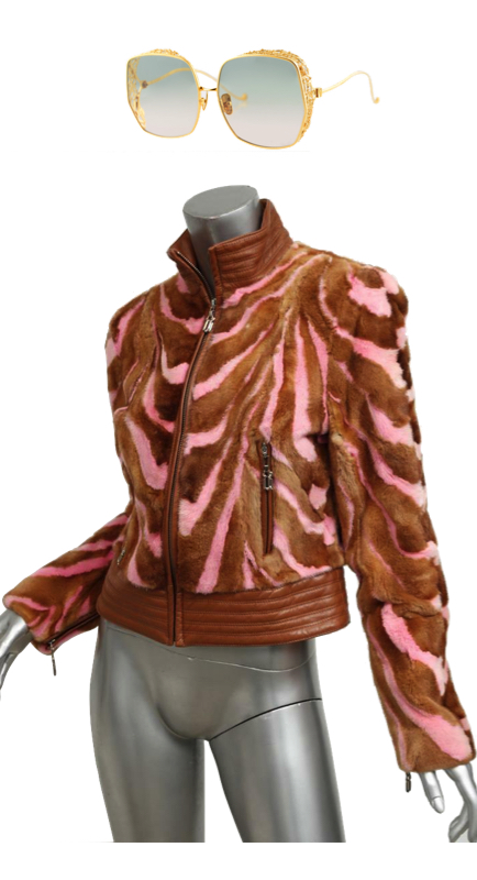 Erika Jayne’s Tan and Pink Striped Fur Jacket