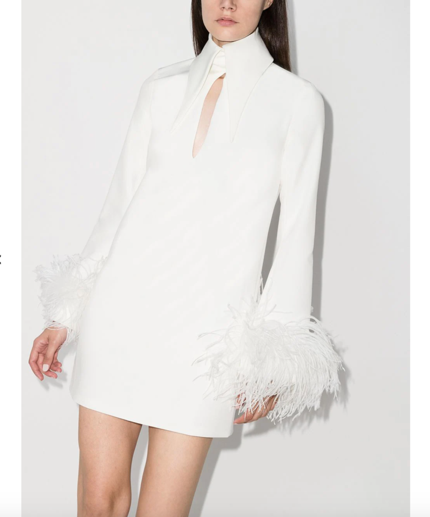 Erika Jayne's White Collared Feather Dress