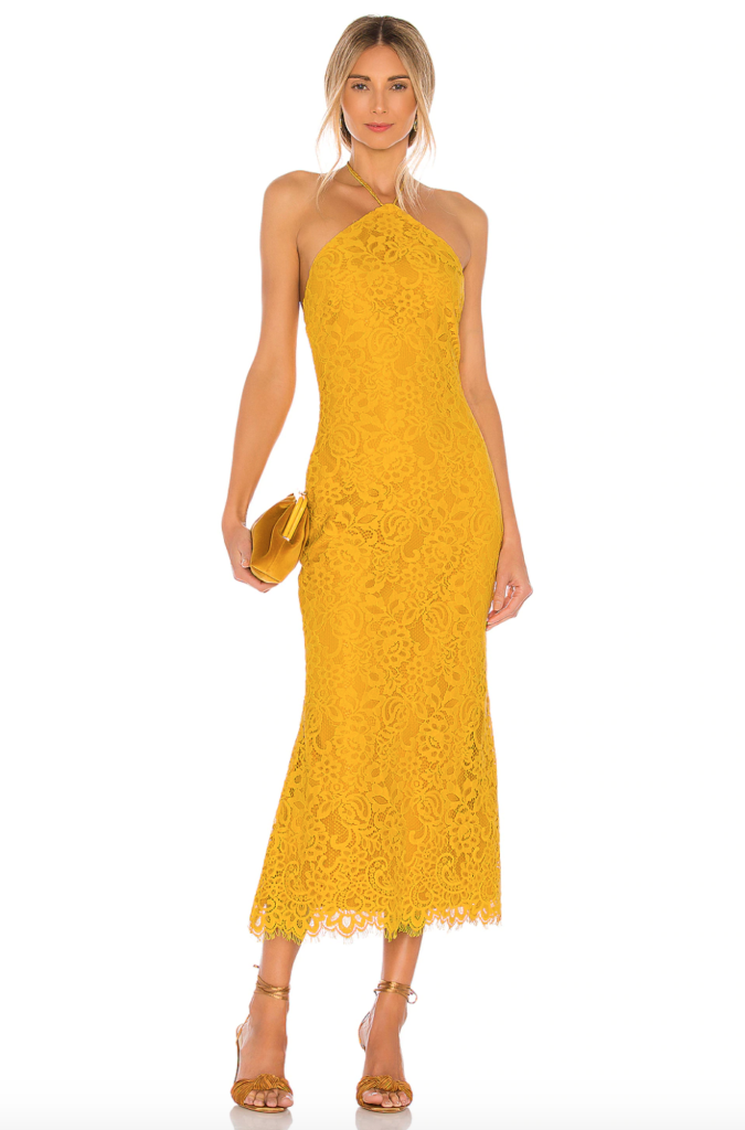 Garcelle Beauvais' Yellow Lace Midi Dress
