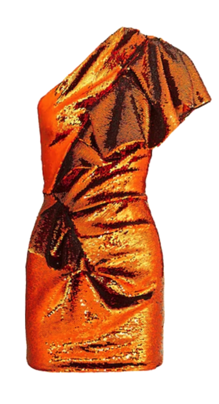 Jennie Nguyen’s Orange Sequin Confessional Dress