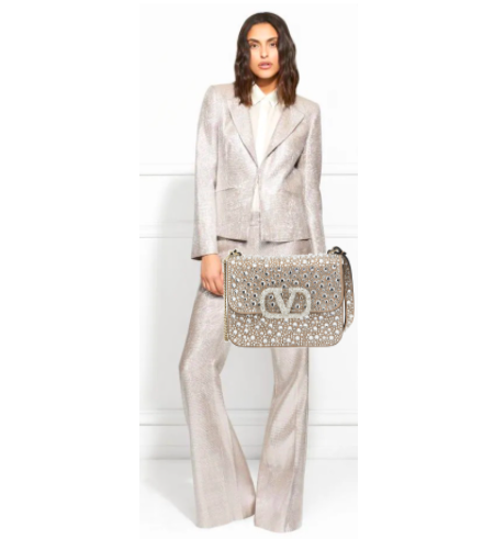 Kathy Hilton's Metallic Suit and Crystal Embellished Purse