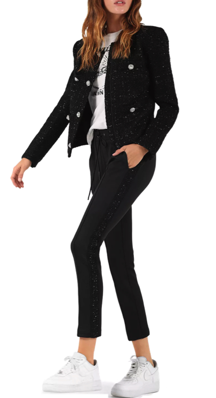 Lisa Rinna’s Black Tweed Jacket and Pants