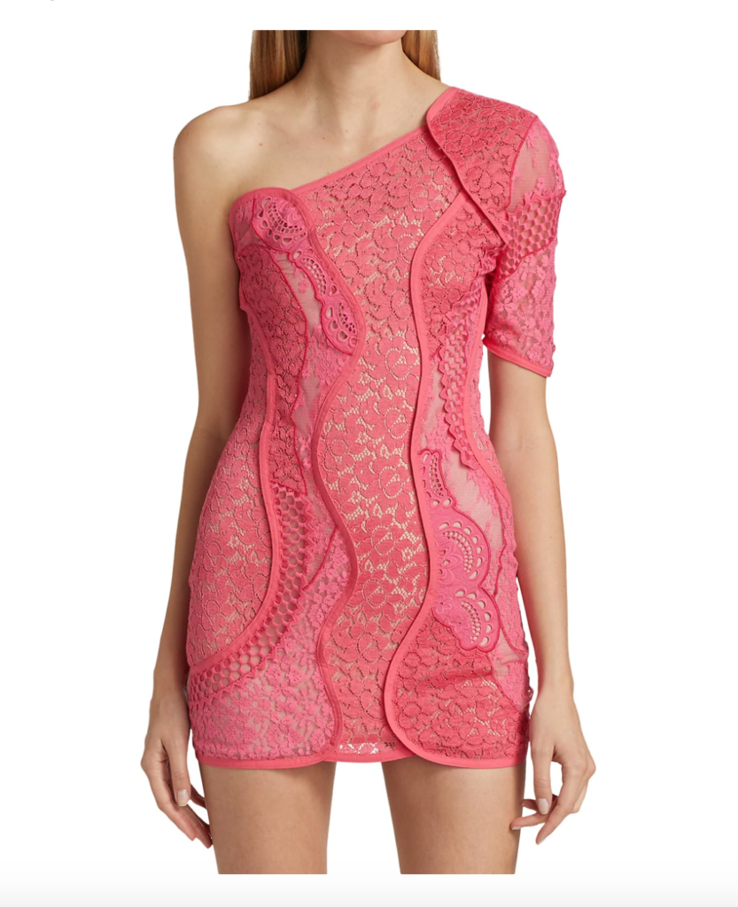 Sutton Stracke's Pink One Sleeve Lace Dress