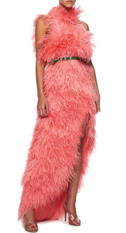 Angie Harrington’s Pink Feather Dress