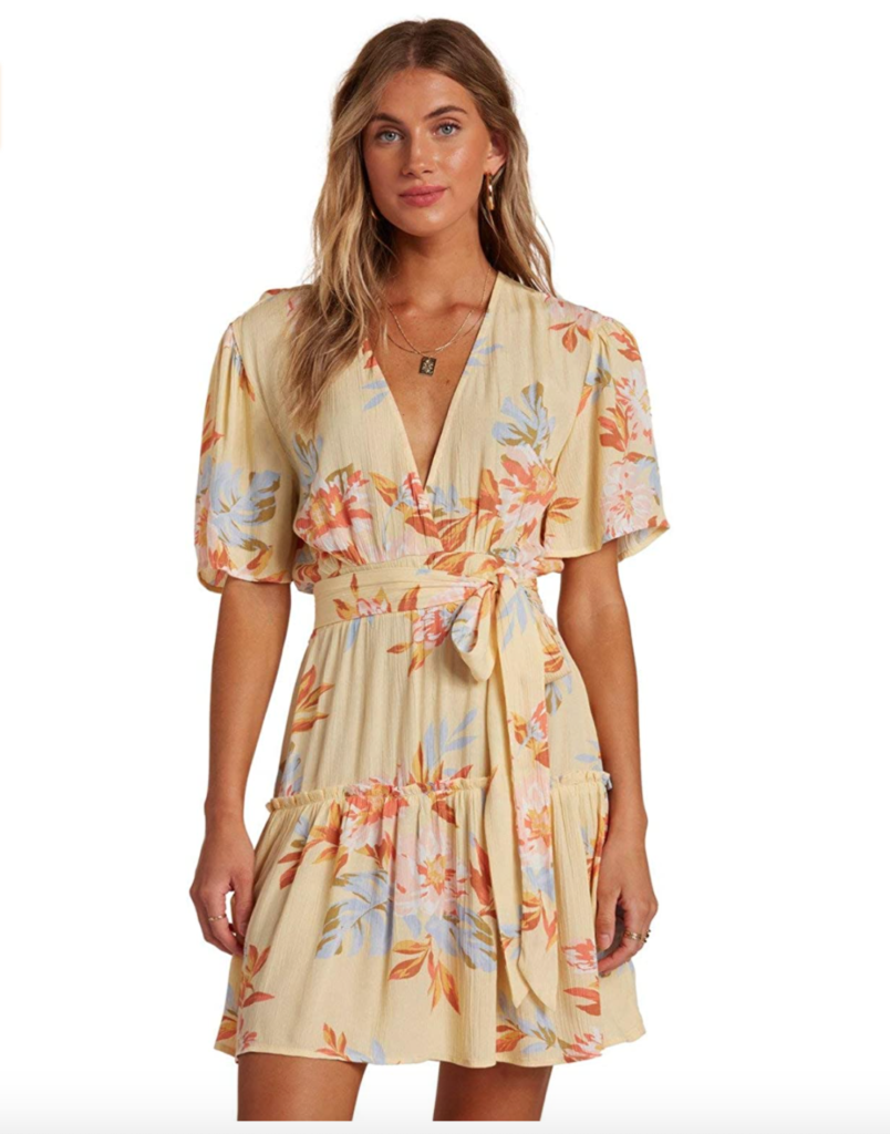 Ashley Darby's Yellow Floral Wrap Dress