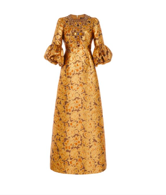 Crystal Kung Minkoff's Gold Metallic Lace Dress