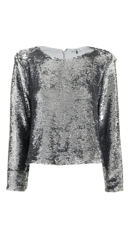 Crystal Kung Minkoff’s Silver Sequin Top