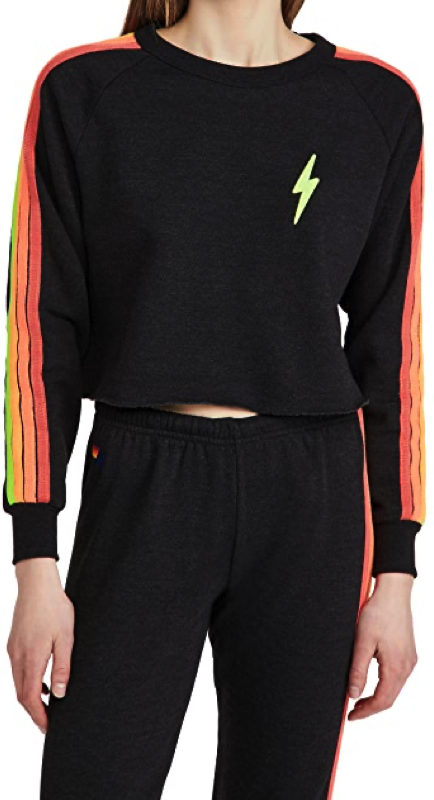 Heather Altman’s Black Neon Striped Sleeve Sweatshirt