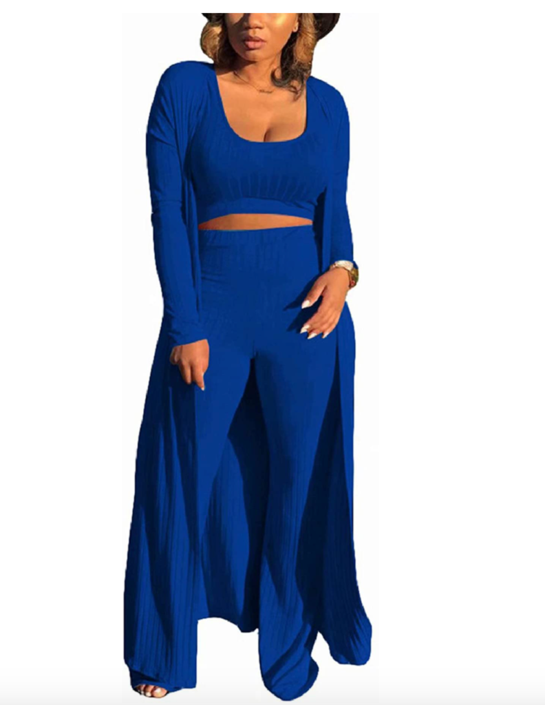 Karen Huger's Blue Cardigan Set