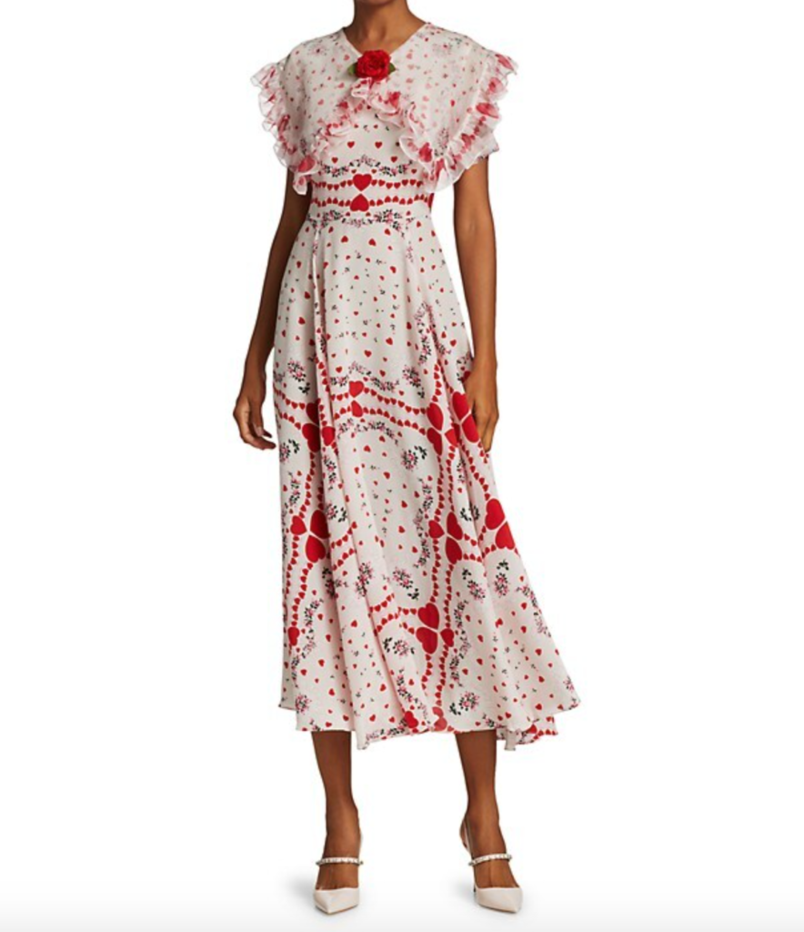 Kathy Hilton's Red and White Heart Print Maxi Dress