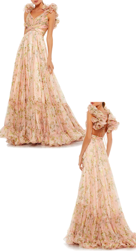 Madison LeCroy’s Pink Floral Ruffle Gown