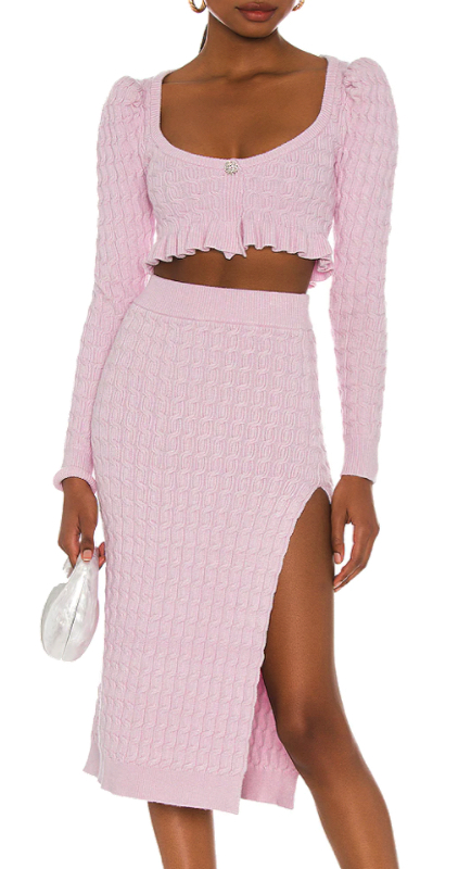 Madison LeCroy’s Pink Knit Ruffle Set