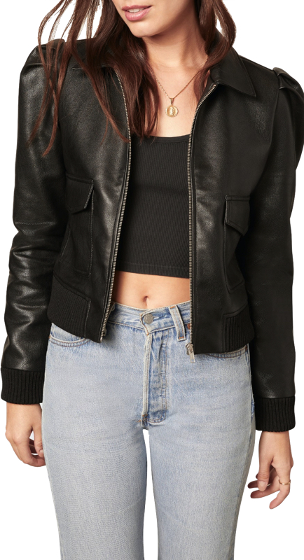 Melissa Gorga’s Black Puff Sleeve Leather Jacket