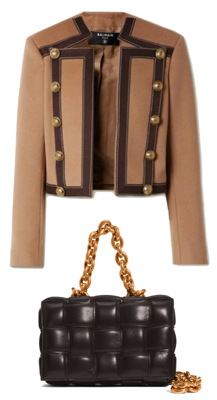 Meredith Marks’ Brown Blazer and Quilted Bag
