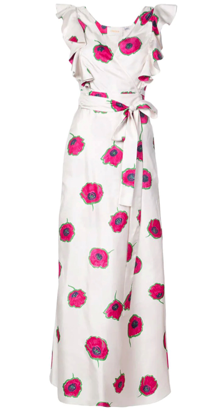Sutton Stracke’s White and Pink Floral Maxi Dress