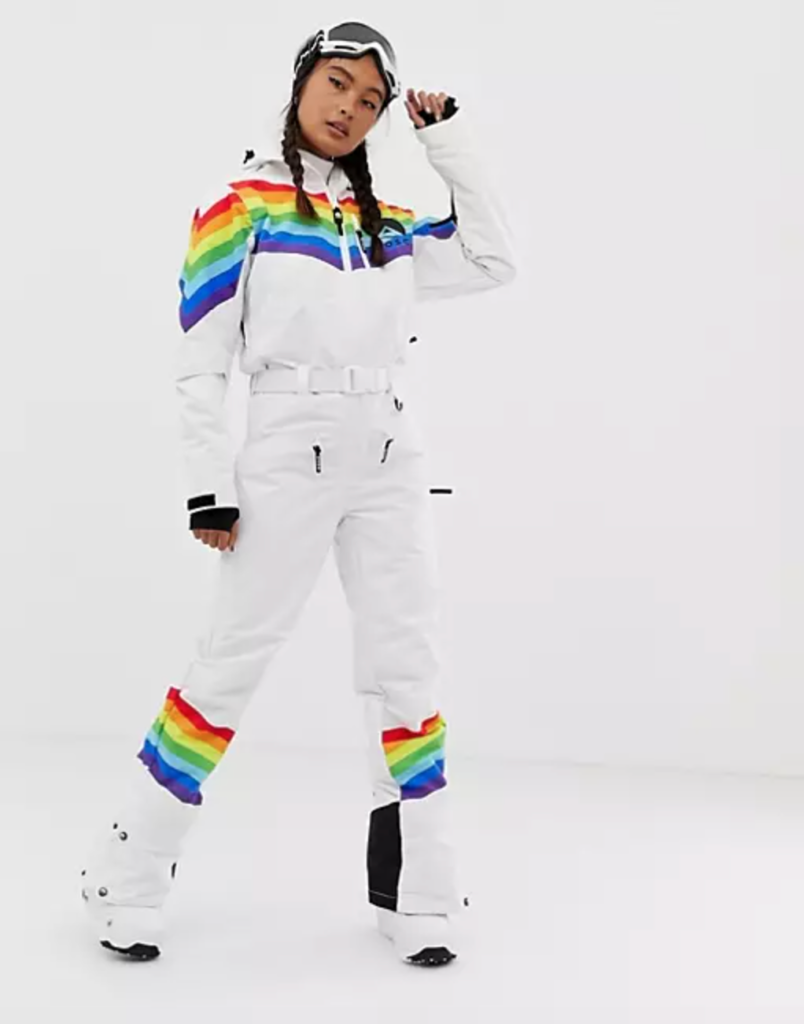 Amanda Batula's Rainbow Striped Ski Suit