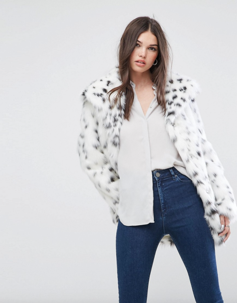 Ciara Miller's White Spotted Fur Jacket