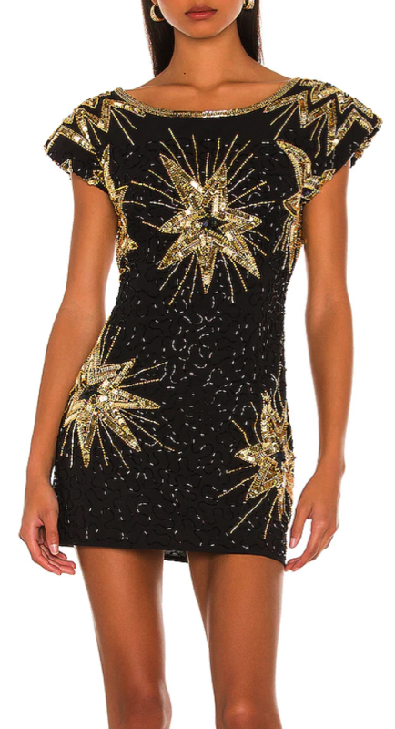 Crystal Kung Minkoff's Black and Gold Sequin Star Sequin Dress