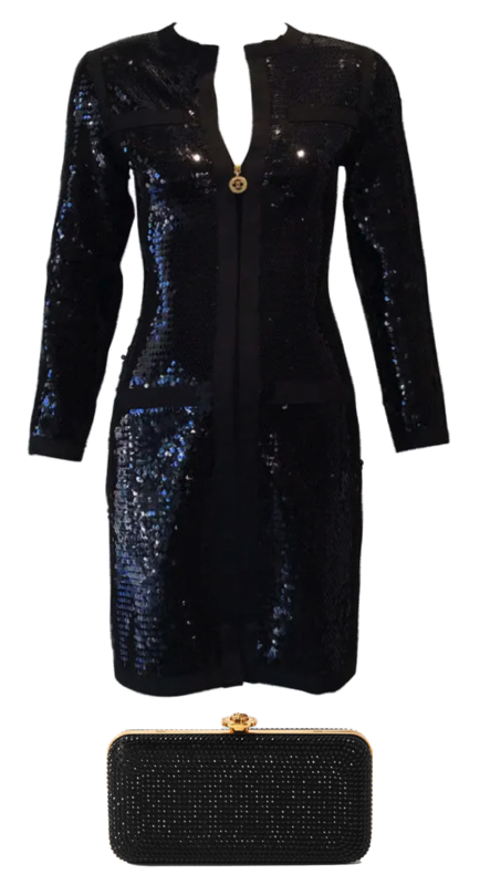 Dorit Kemsley’s Black Sequin Zip Up Dress