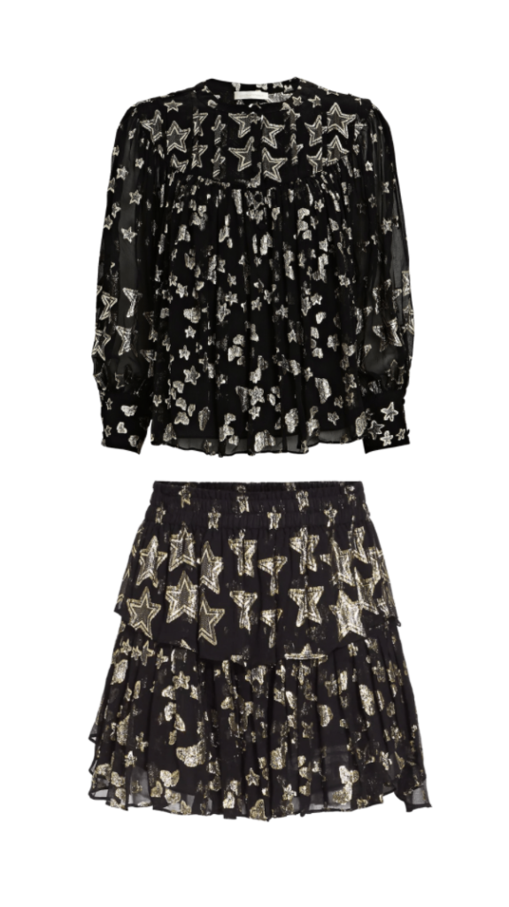 Julia McGuire's Black Star Print Top and Skirt
