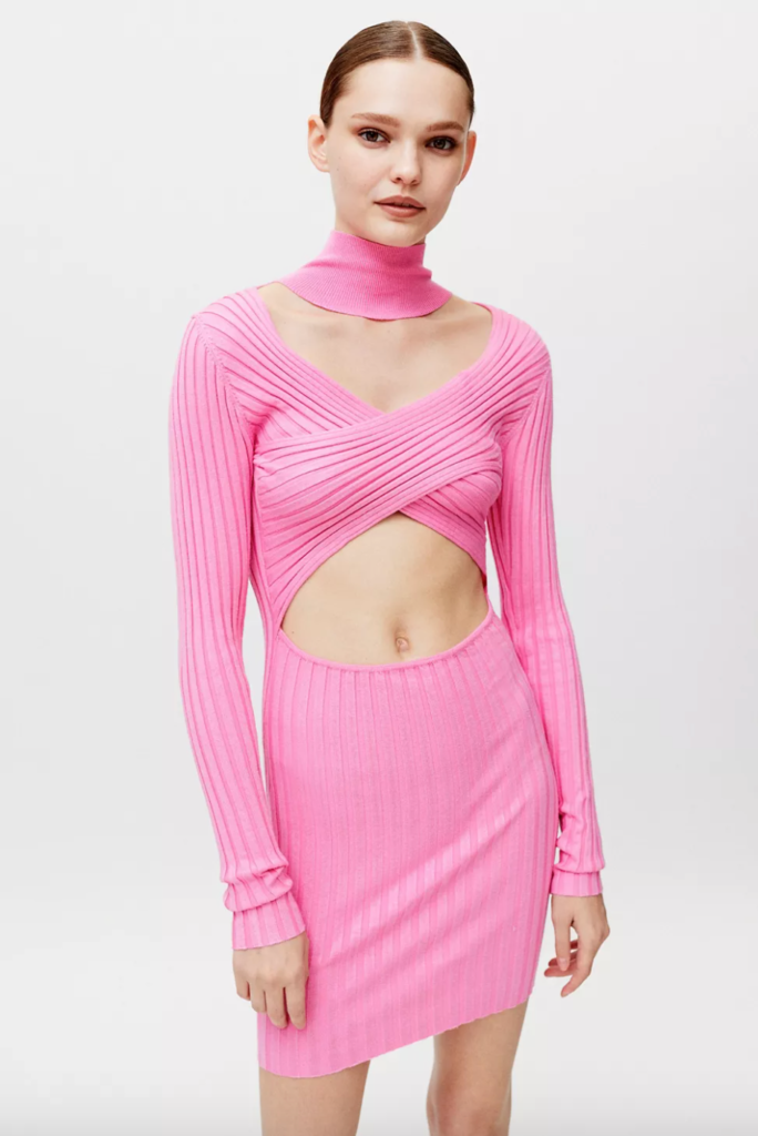 Lindsay Hubbard's Pink Ribbed Cutout Dress