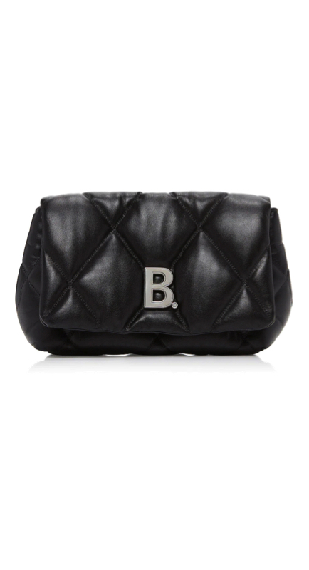Lisa Barlow’s Black Quilted B Logo Clutch