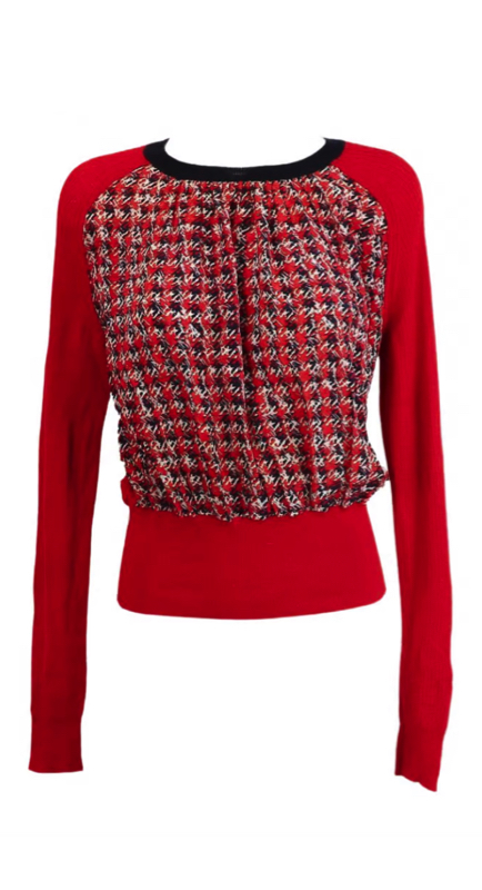 Mary Cosby’s Red Houndstooth Sweater