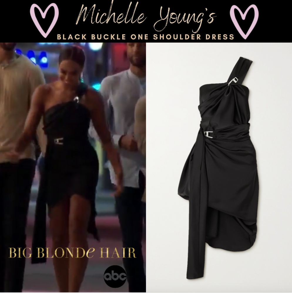 Michelle Young's Black Buckle One Shoulder Dress
