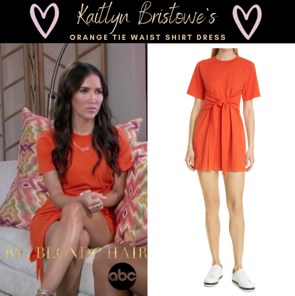 Kaitlyn Bristowe's Orange Tie Waist Shirt Dress