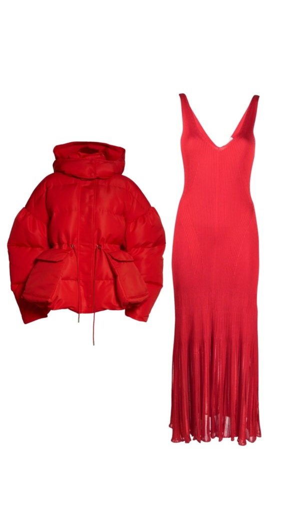 Lisa Rinna's Red Puffer Coat and Dress